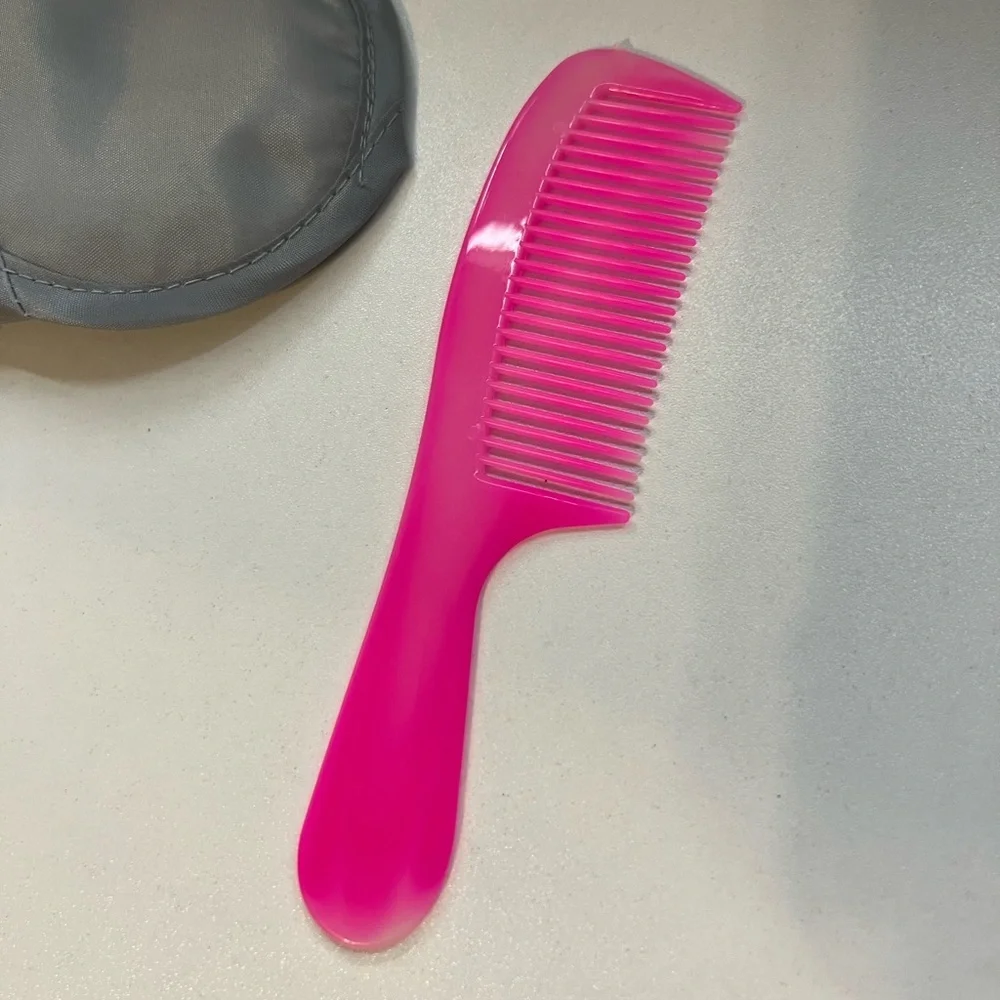 Gray Satin Sleep Mask and Pink Comb Set